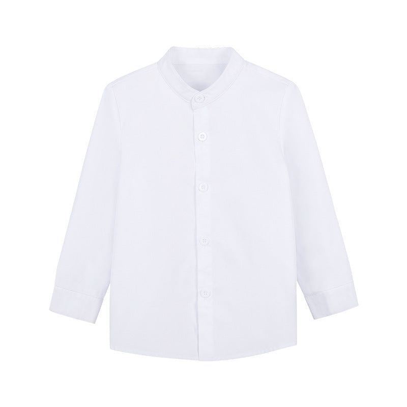 Children's Korean Style Striped Bottoming Thickened Solid Color Long Children's Shirt