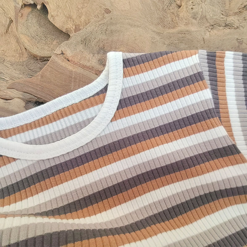 Children's Toddler Striped Cotton Short Sleeve Top Pants Comfortable Cute Trendy Children's Suit