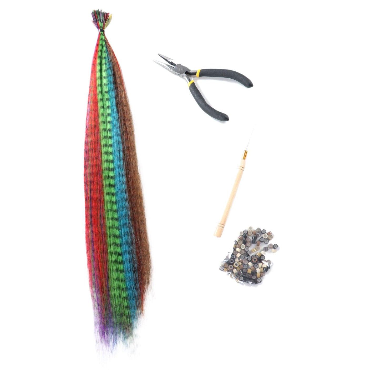 Root Feather Hair Crochet Pliers Extension Ring Set Wig
