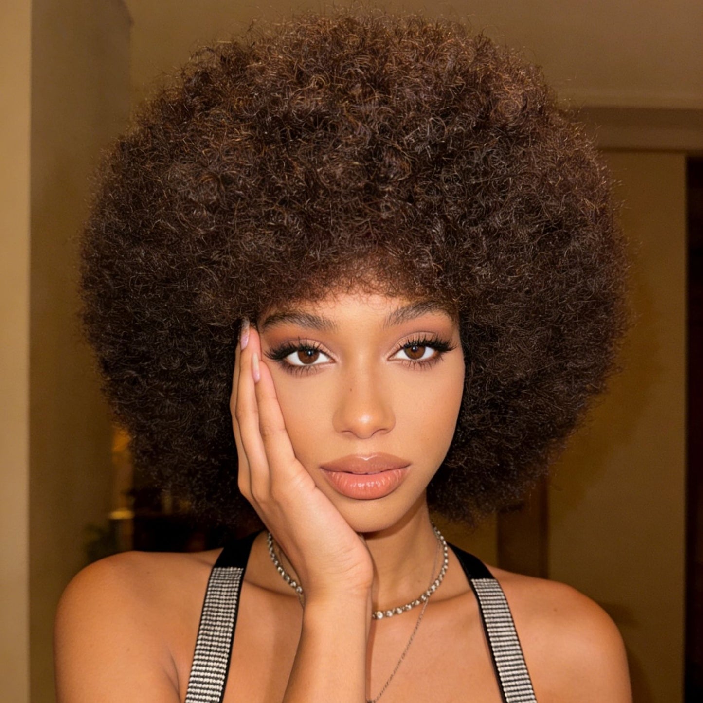 Afro Fiber Head Cover Long Straight African Small Wig Short Curly Hair