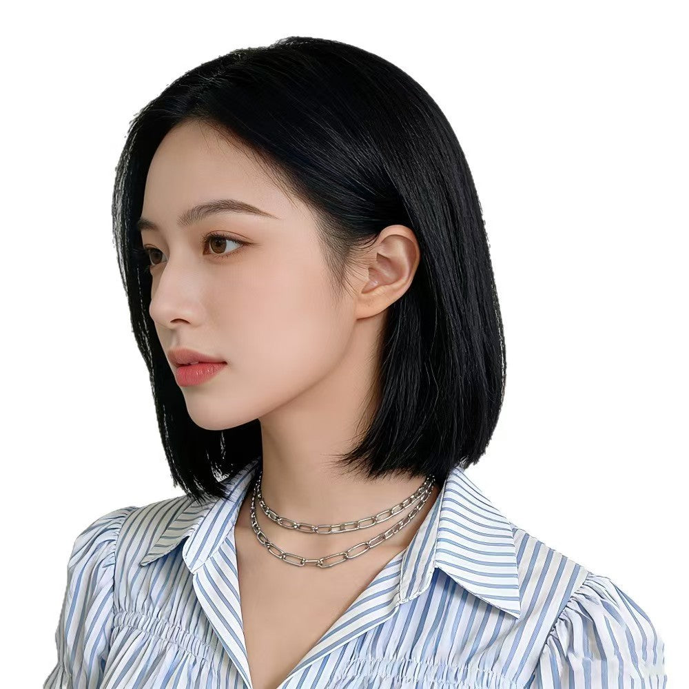 Durable Comfortable Cool Front Lace Natural Wig Short Straight Hair
