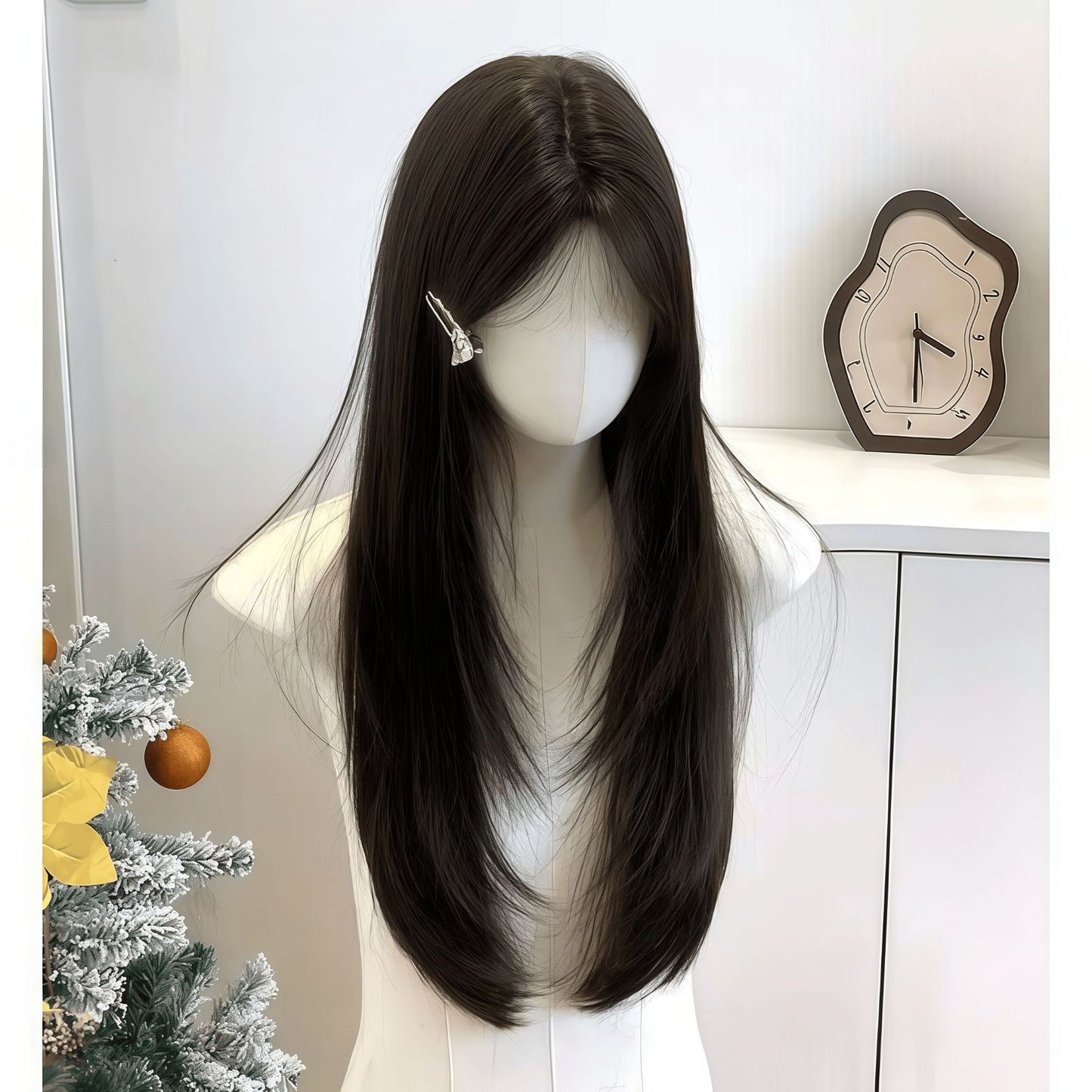 Female Bangs Natural Daily Full Top Invisible High Level Artificial Long Straight Wig