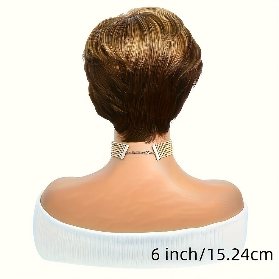 Elegant Human Short Full Mechanism Cover Real Hair Wig