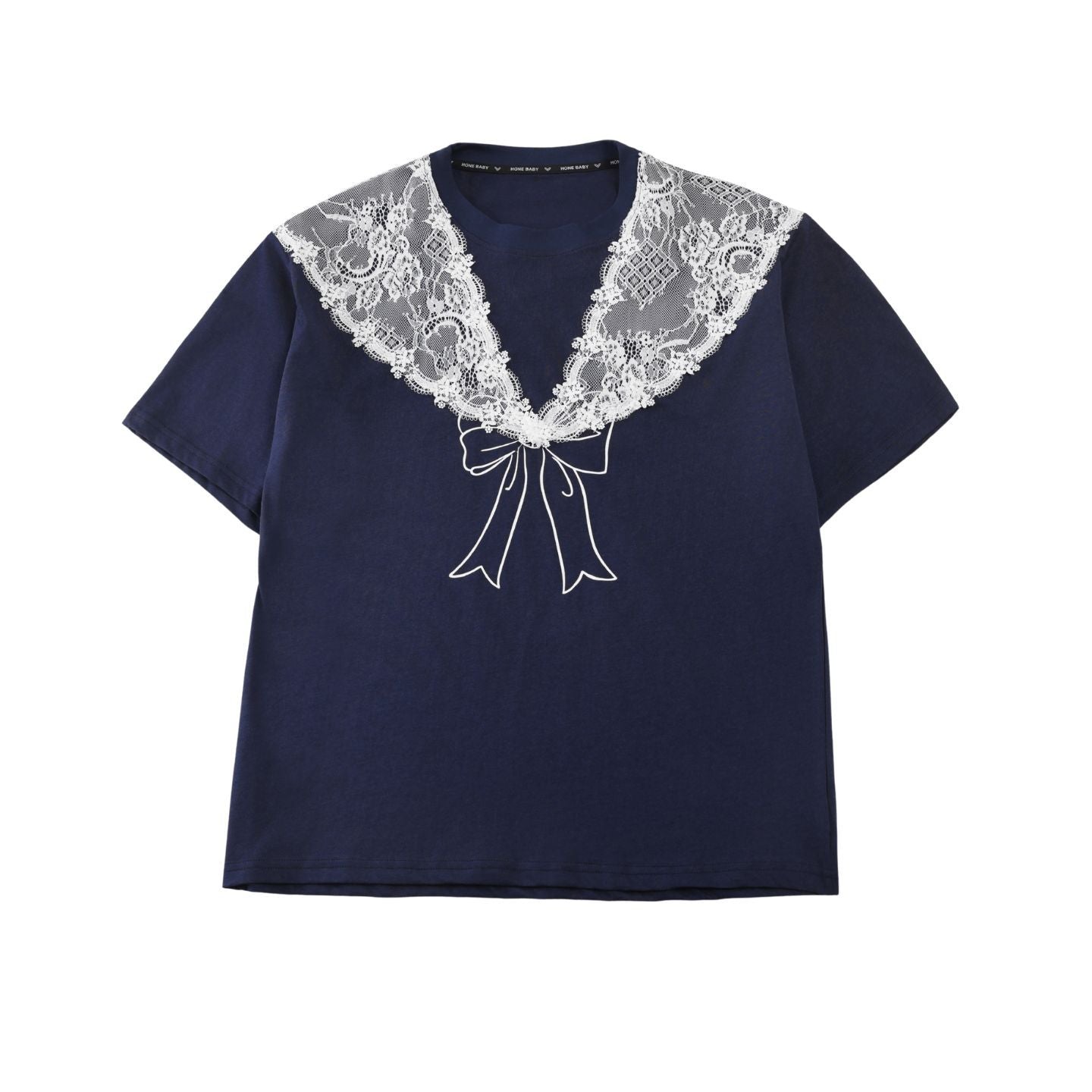 Women's Short Sleeve Large Size Loose Lace Patchwork Easy Matching Half Children's T-shirt