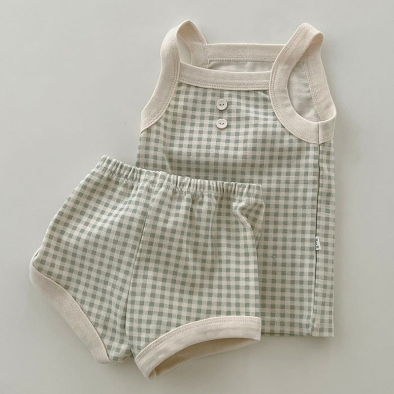 Summer Infant Cotton Camisole Cool Vest Top Bloomer Children's Suit