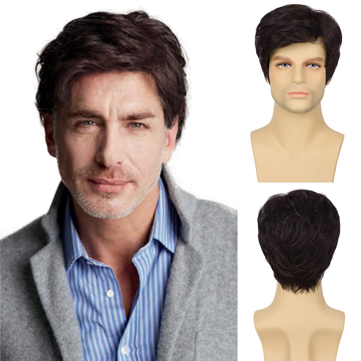 Men's Partial Points Side Bangs Short Chemical Fiber Men's Wig