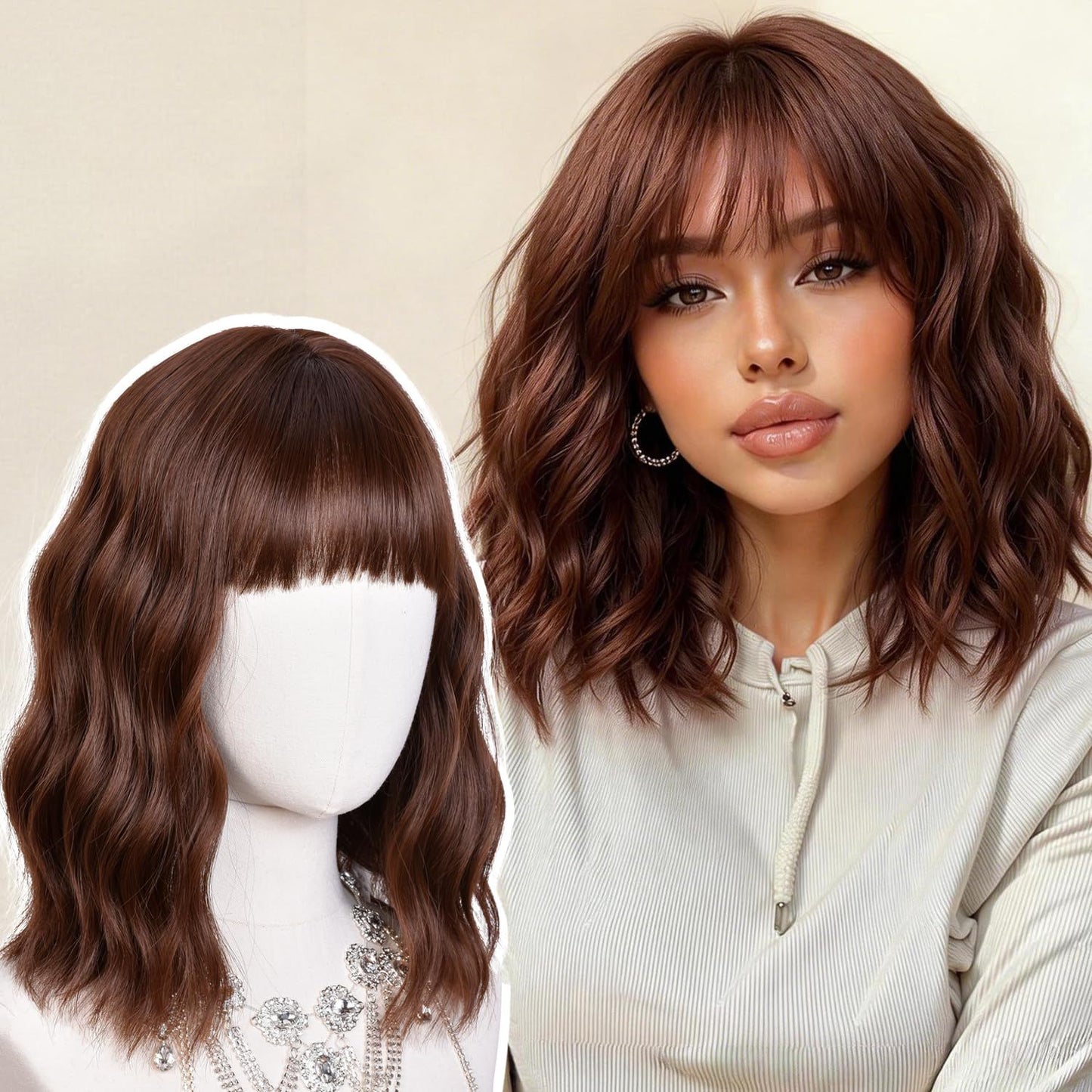 Women's Dyed Water Ripple Fiber Synthetic Wigs Wig Short Curly Hair