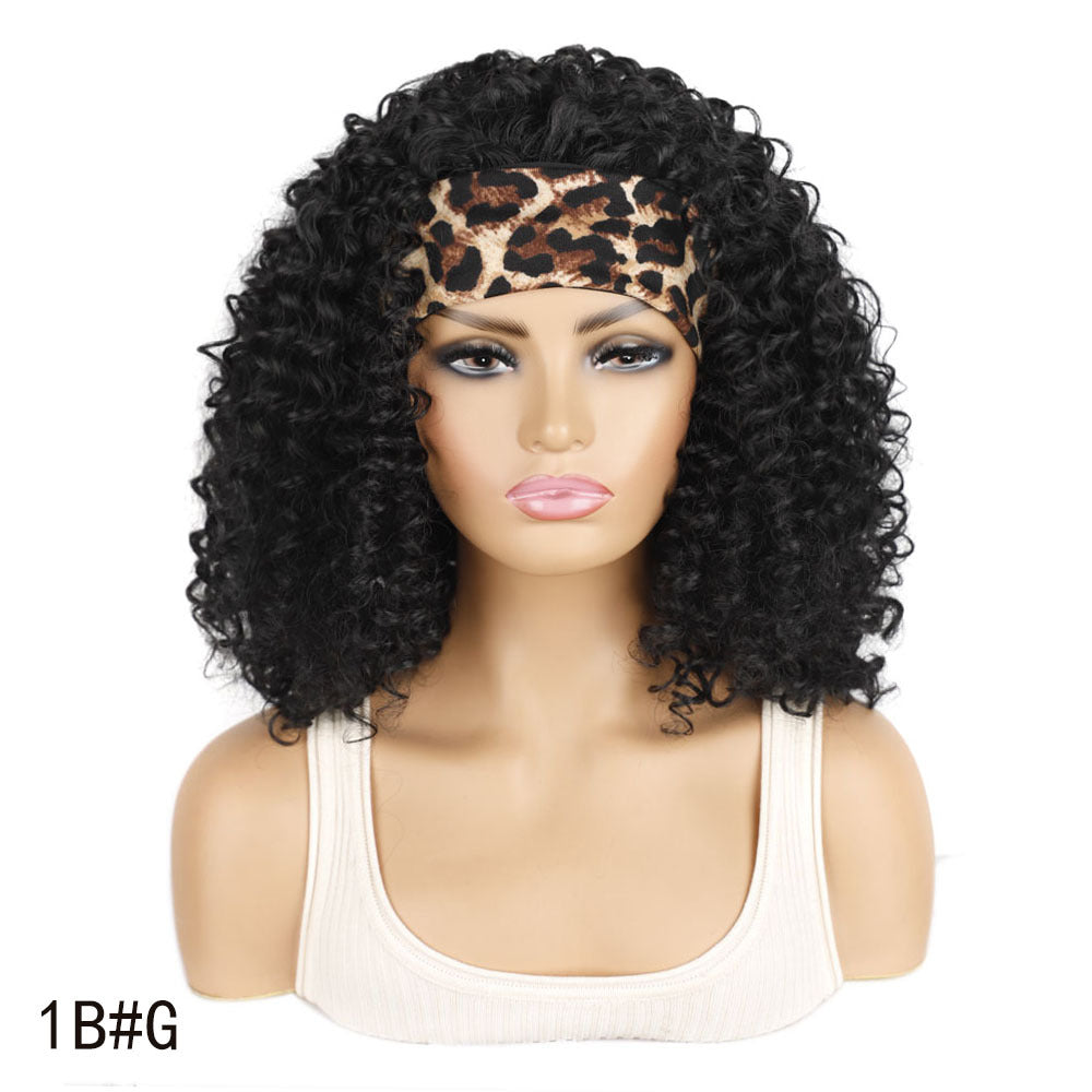 Graceful Ice Silk Band Headband Sheath Wig Short Curly Hair