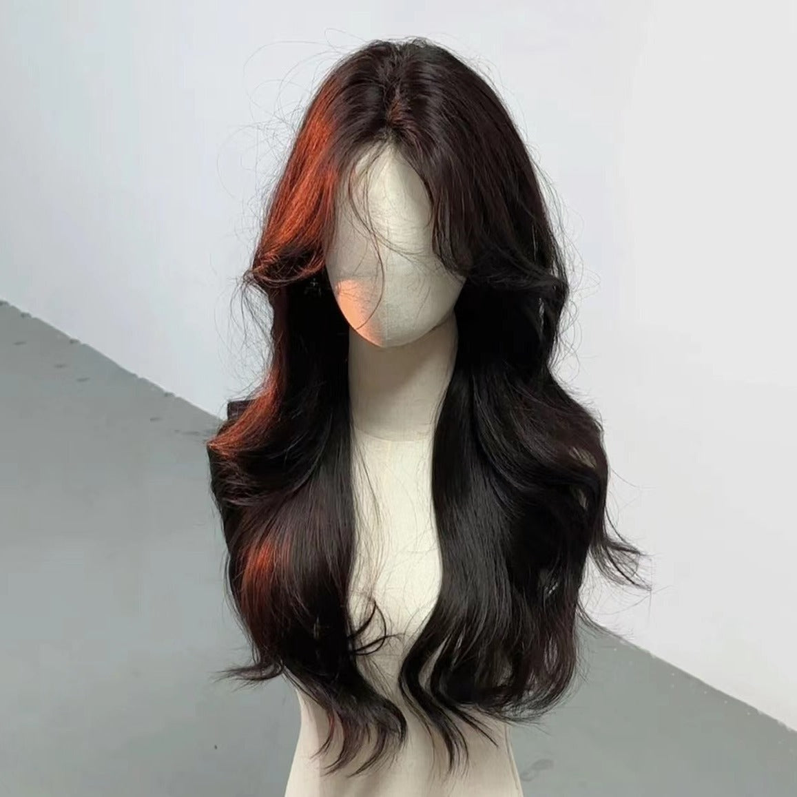 Front Lace Female Mid-length Fluffy Bangs Curly Wig Long Curls