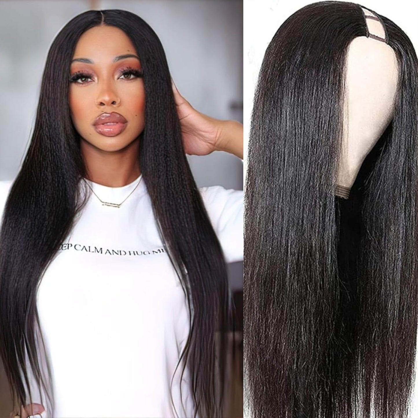 Women's Fashion Black Hair Synthetic Wigs Long Straight Wig