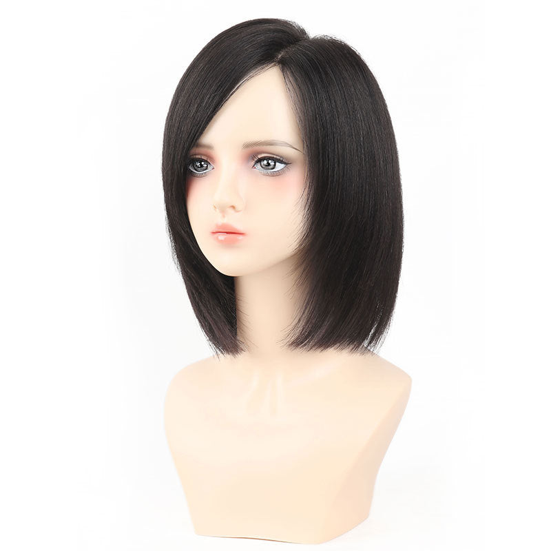 Women's Delivery Needle Deviation Collarbone Length Haircut Real Hair Wig