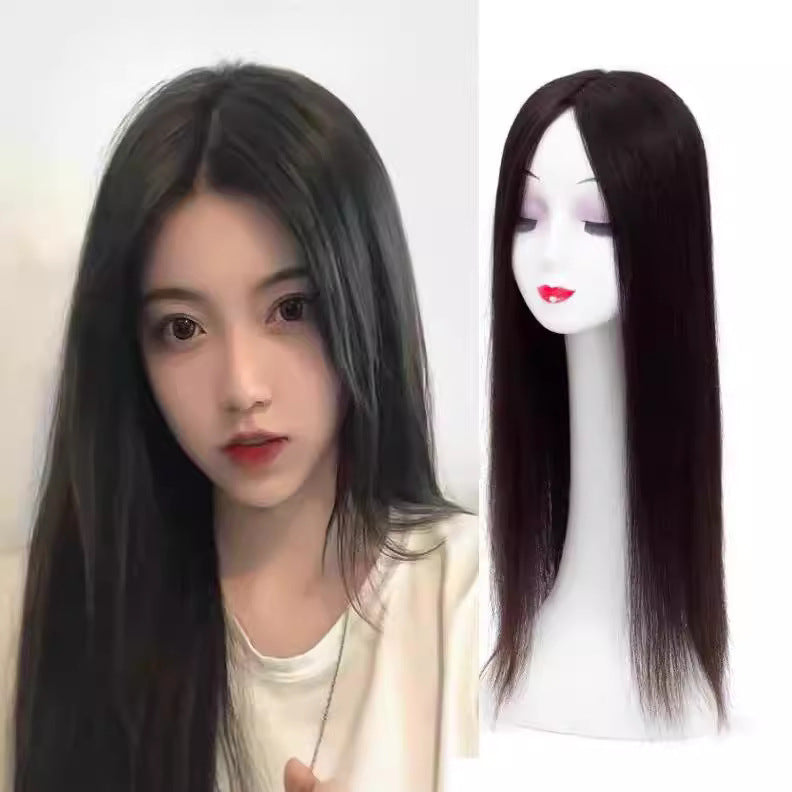 Women's Set Human Hair Seamless Head Mother Covering Wig