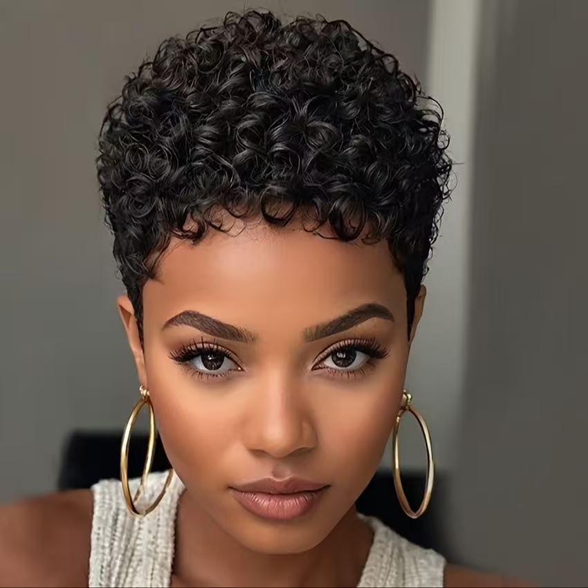 Short Natural Black Wavy Rose Net Other Wig