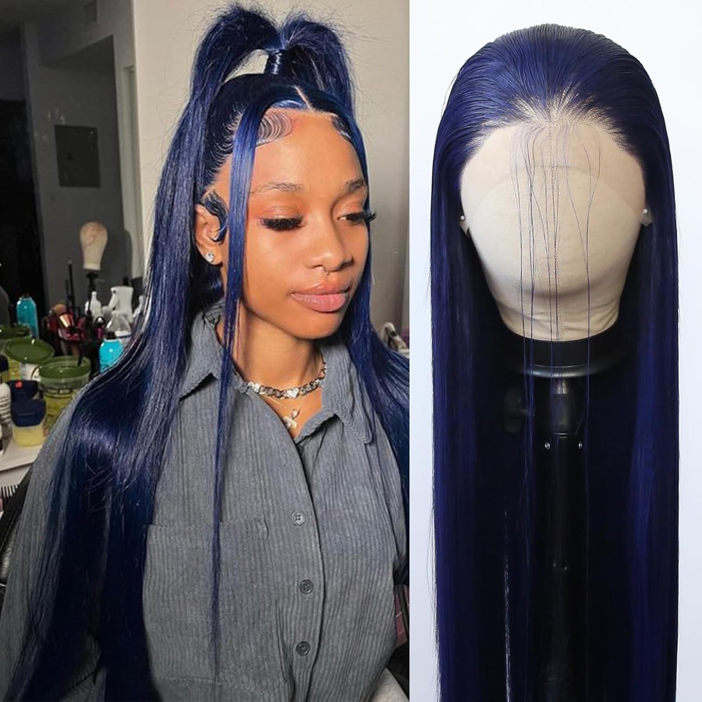 Women's Front Lace Natural Simulation Hair Chemical Long Straight Wig