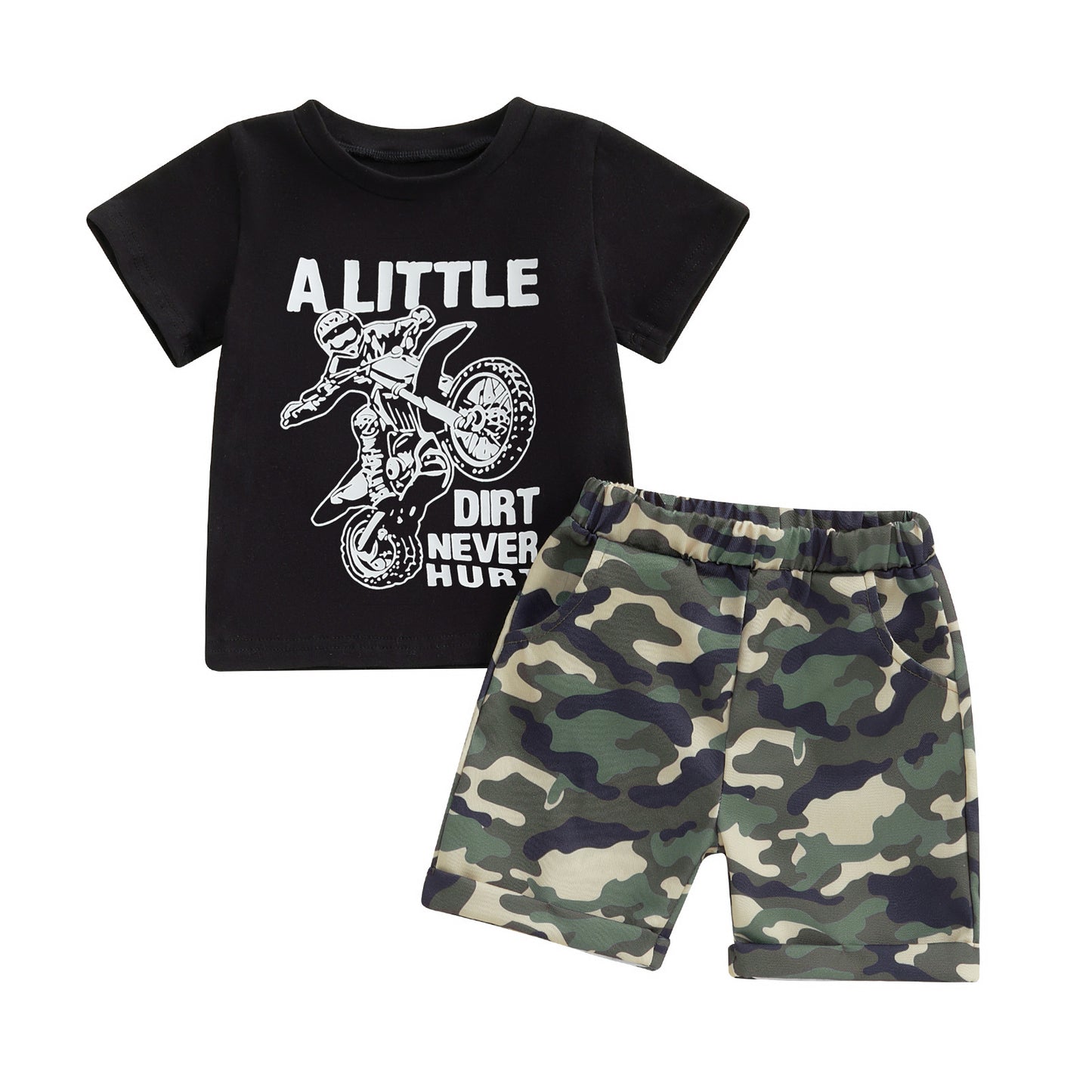 Boy Printed Short Sleeve Camouflage Shorts Children's Suit