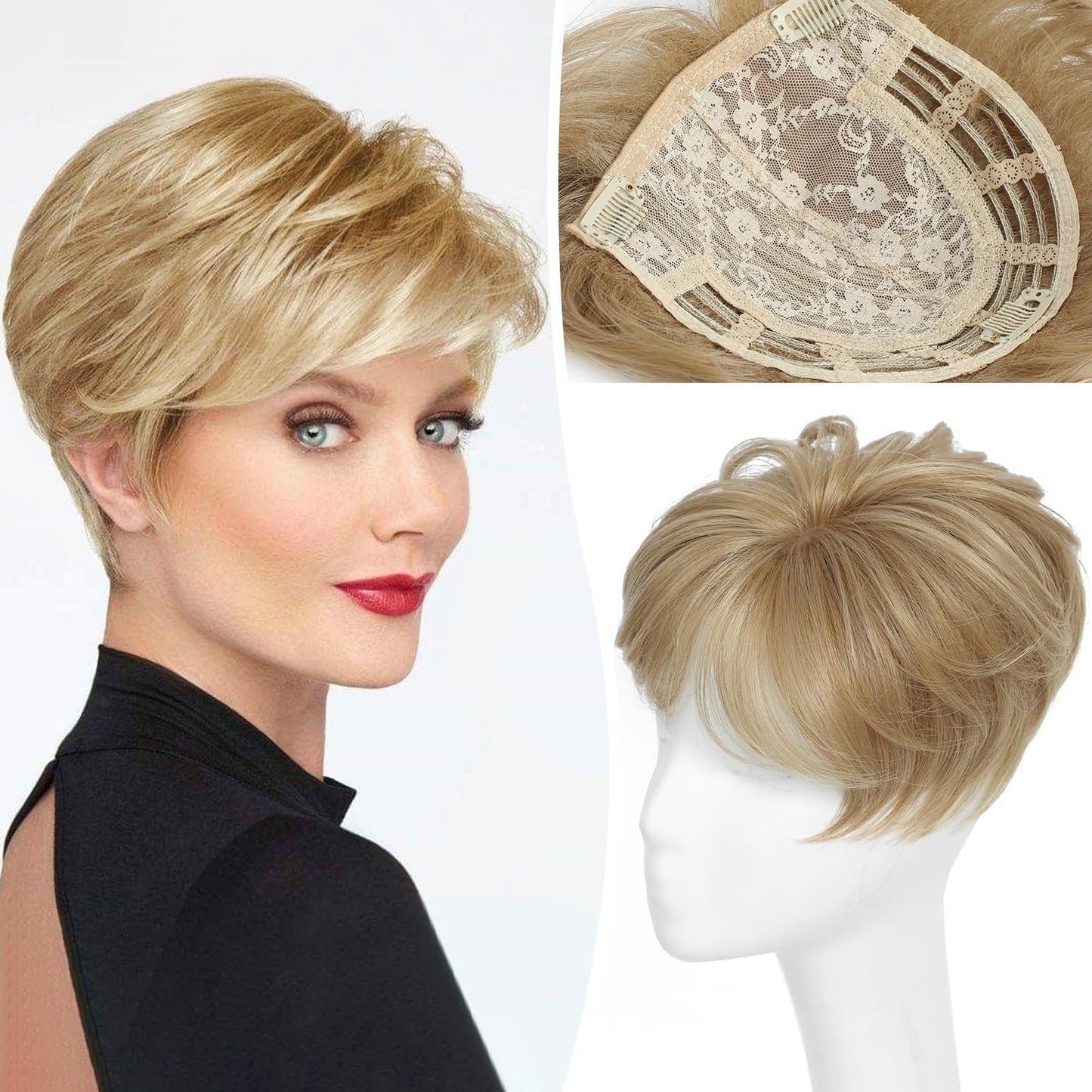 Hair Replacement Head Top Cover Gray Chemical Fiber Finishing Short Wig