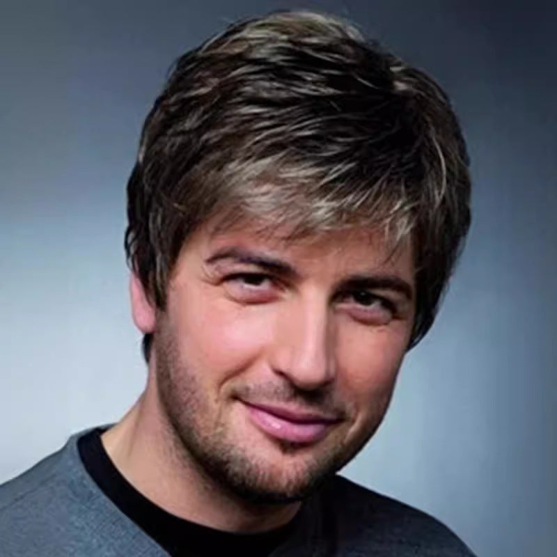 Men's Side Bangs Short Hair Synthetic Wigs Men's Wig