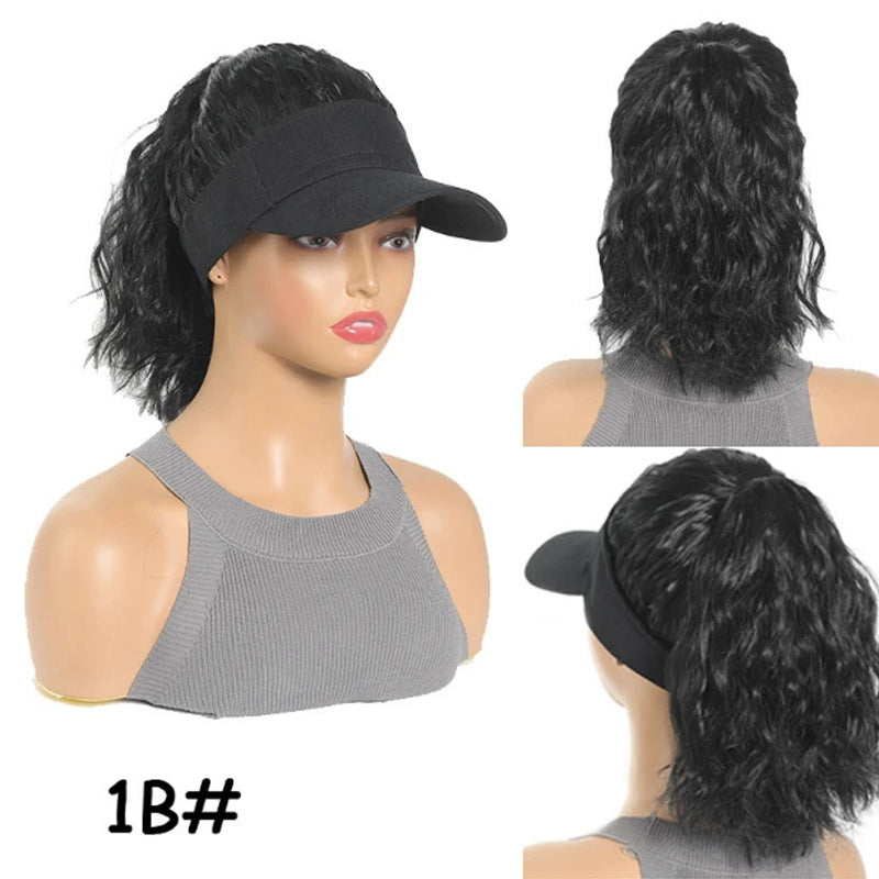 Women's Hat All-in-one Fashion Trendy Corrugated Curly Hair Air Top Wig Ponytail
