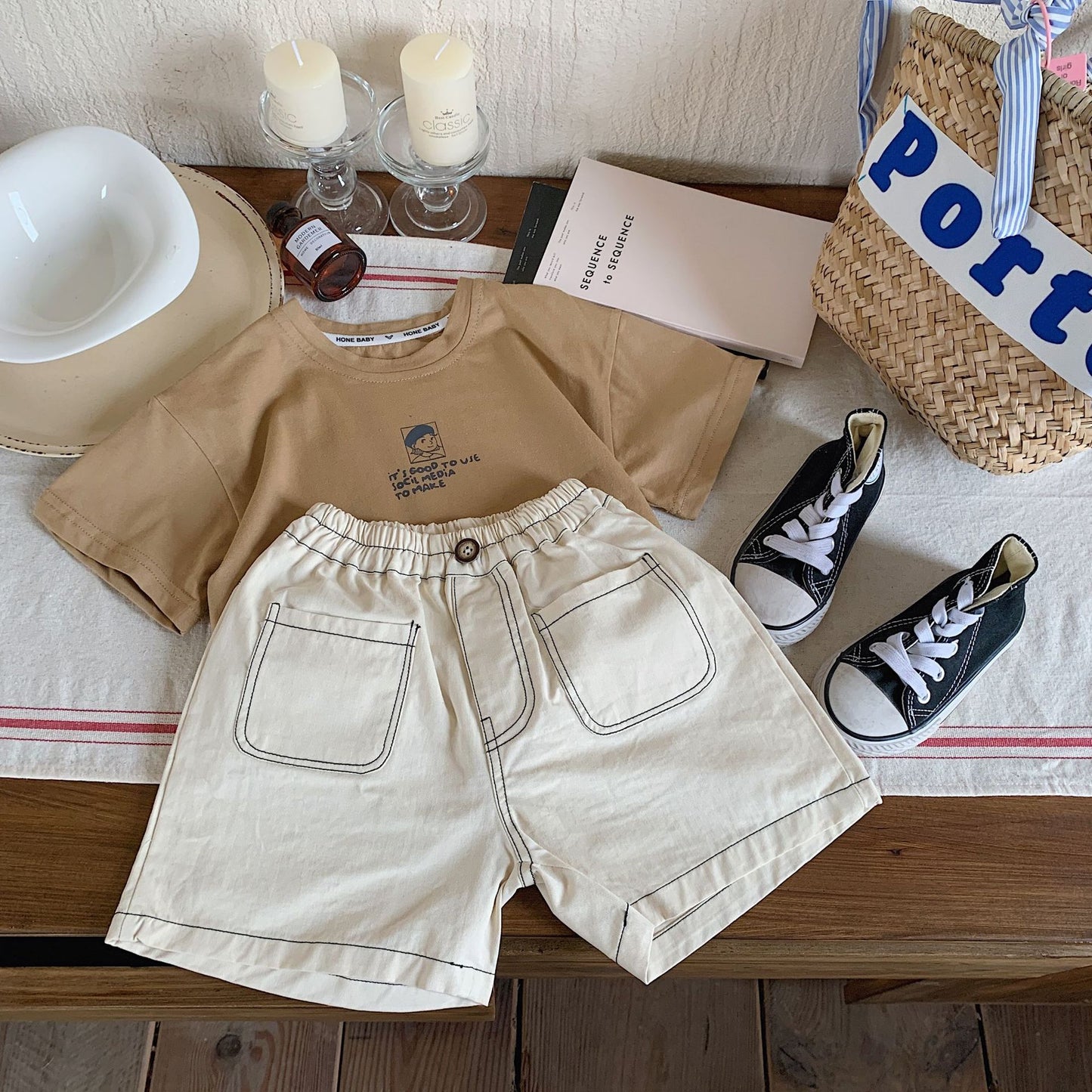 Children's Summer Korean Style Bright Line Cotton Casual Children's Pants