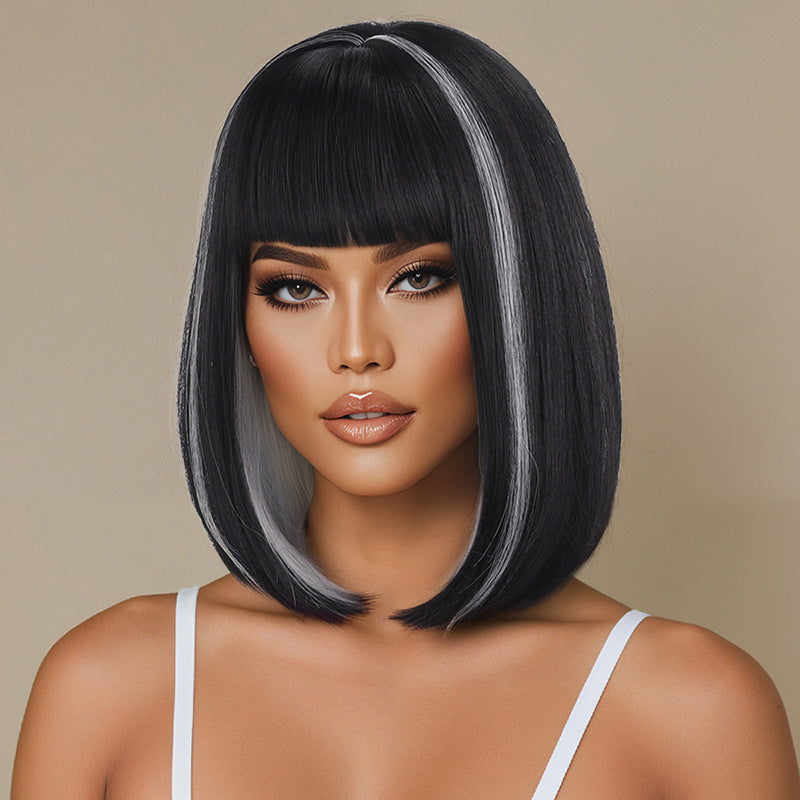 Women's Fashionable Bangs Short Hair Natural Chemical Long Straight Wig