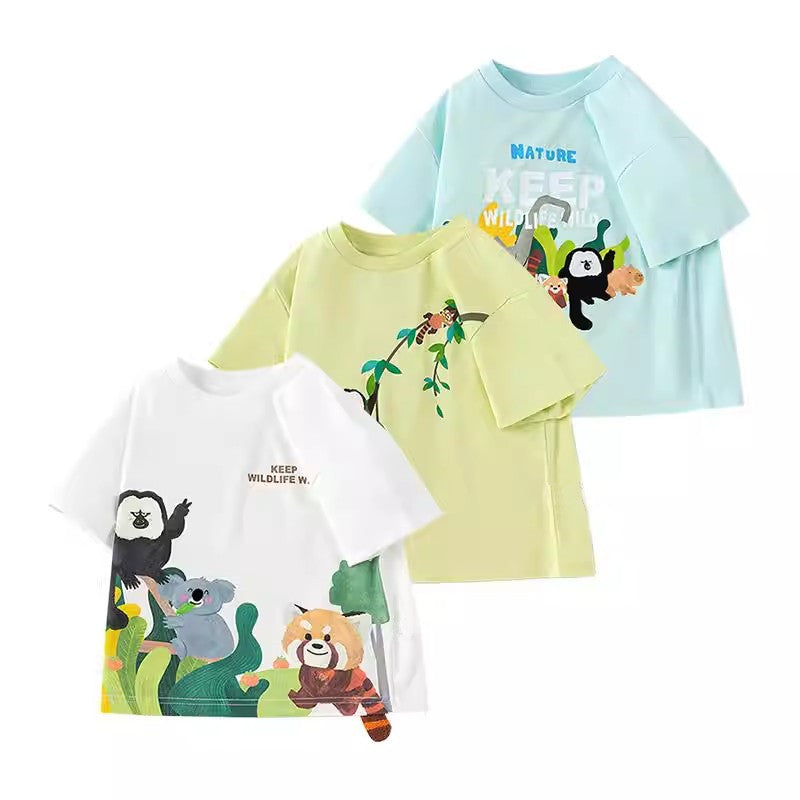 Children's Forest Zoo Boy's Short-sleeved Half Sleeve Children's T-shirt