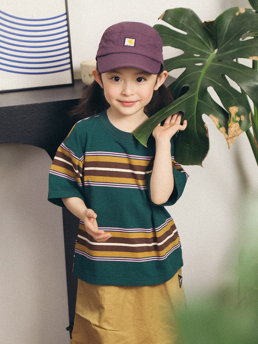 Children's Summer Vintage Stripe Tops Soft Breathable Children's T-shirt