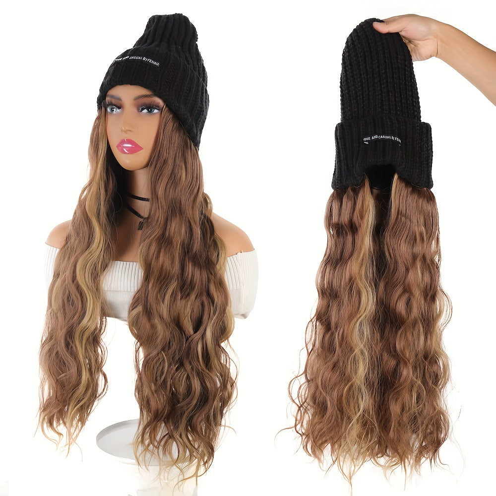 One Female Hair Fashion Casual Knitted Wig Long Curls