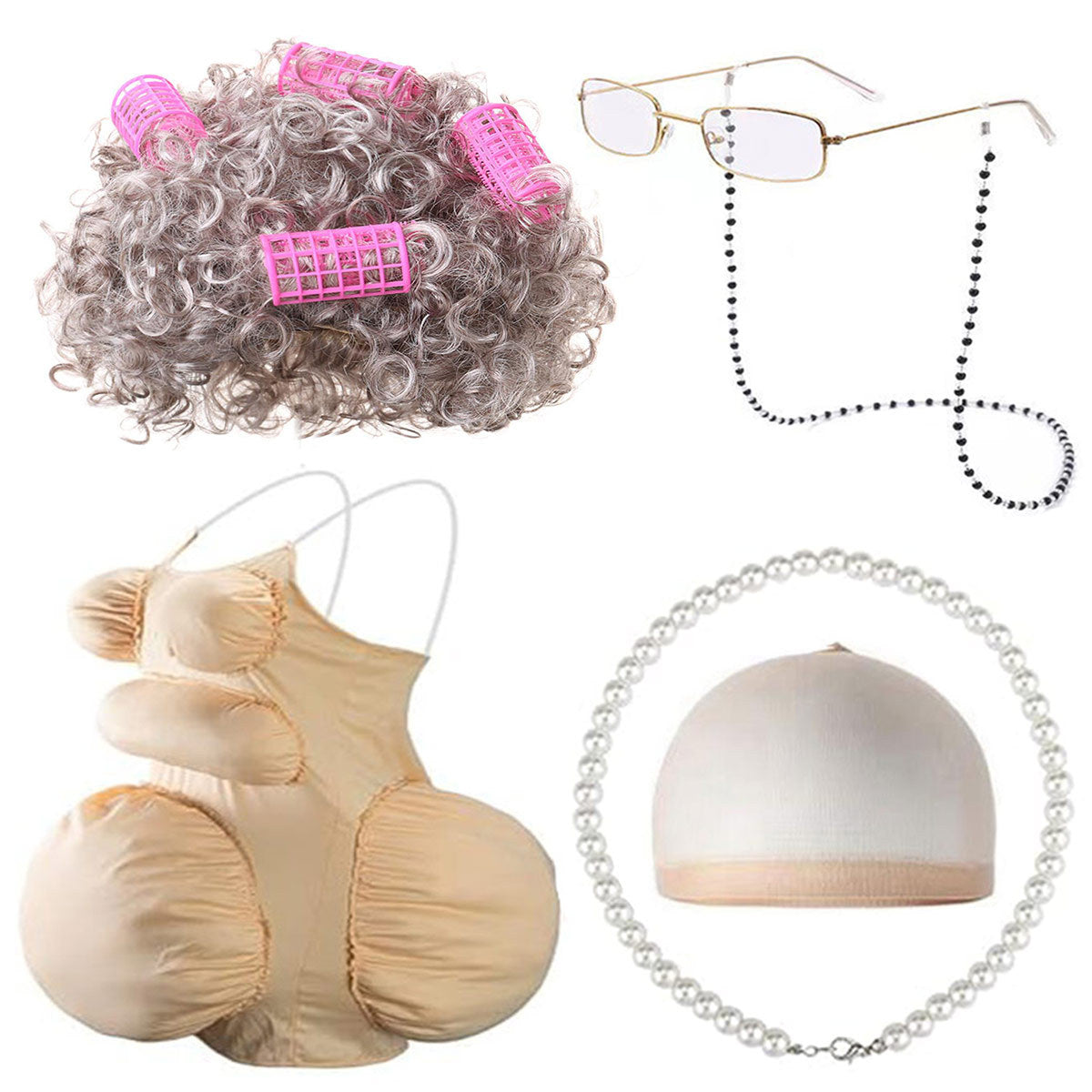 Fake Fat Belly School Day Role Play Dress Cos Wig
