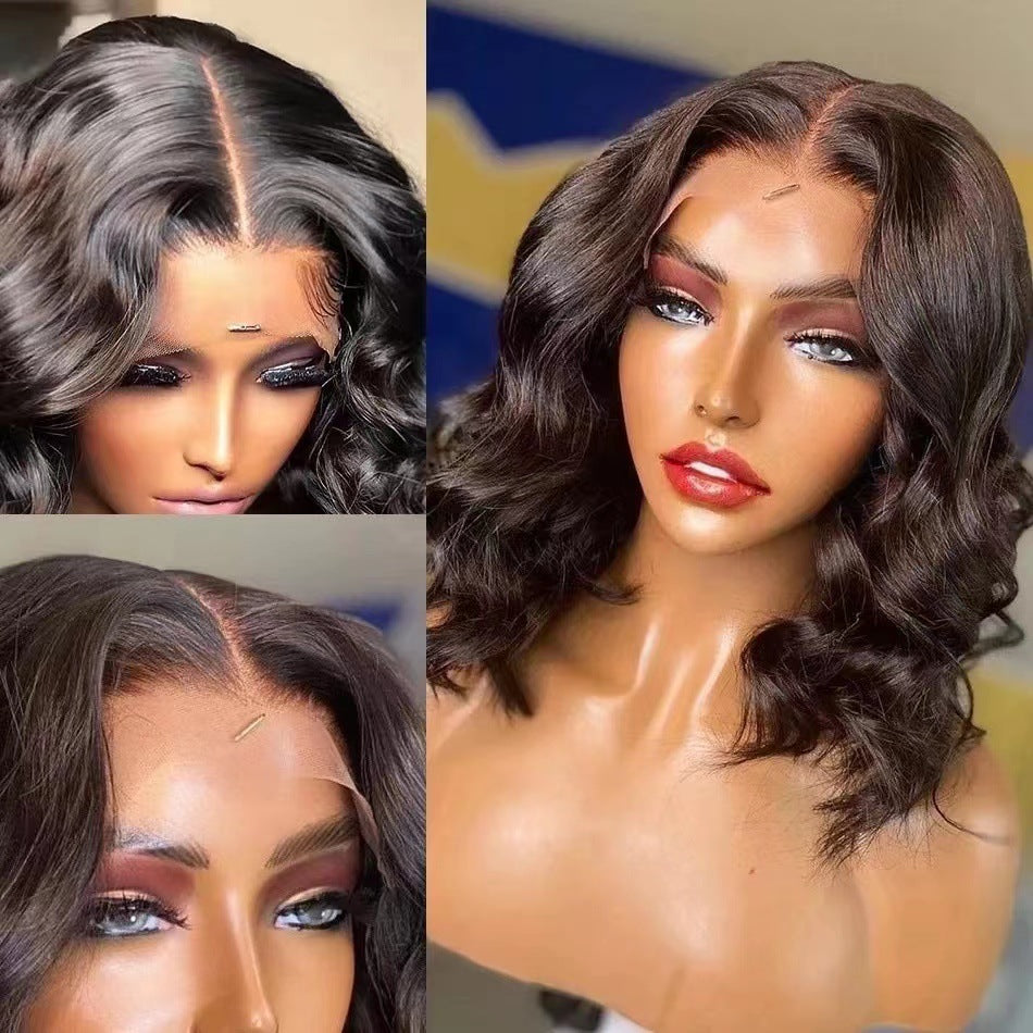 Casual Front Lace African Partial Bangs Wig Short Curly Hair
