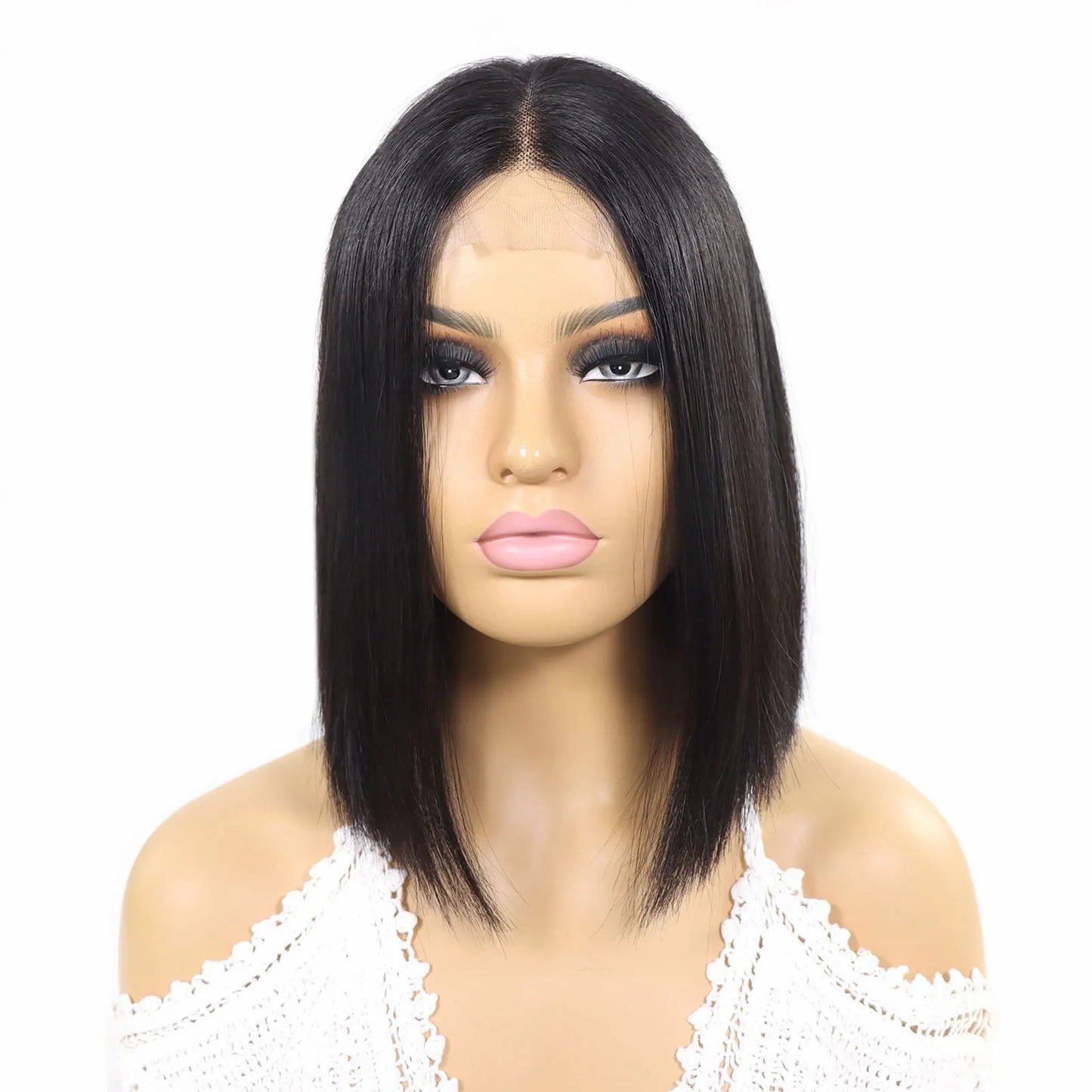 Kim Closure Bob Middle Part Human Long Straight Wig