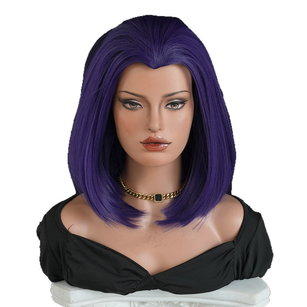 Titan Raven Female Purple Short Straight Hair Cos Wig