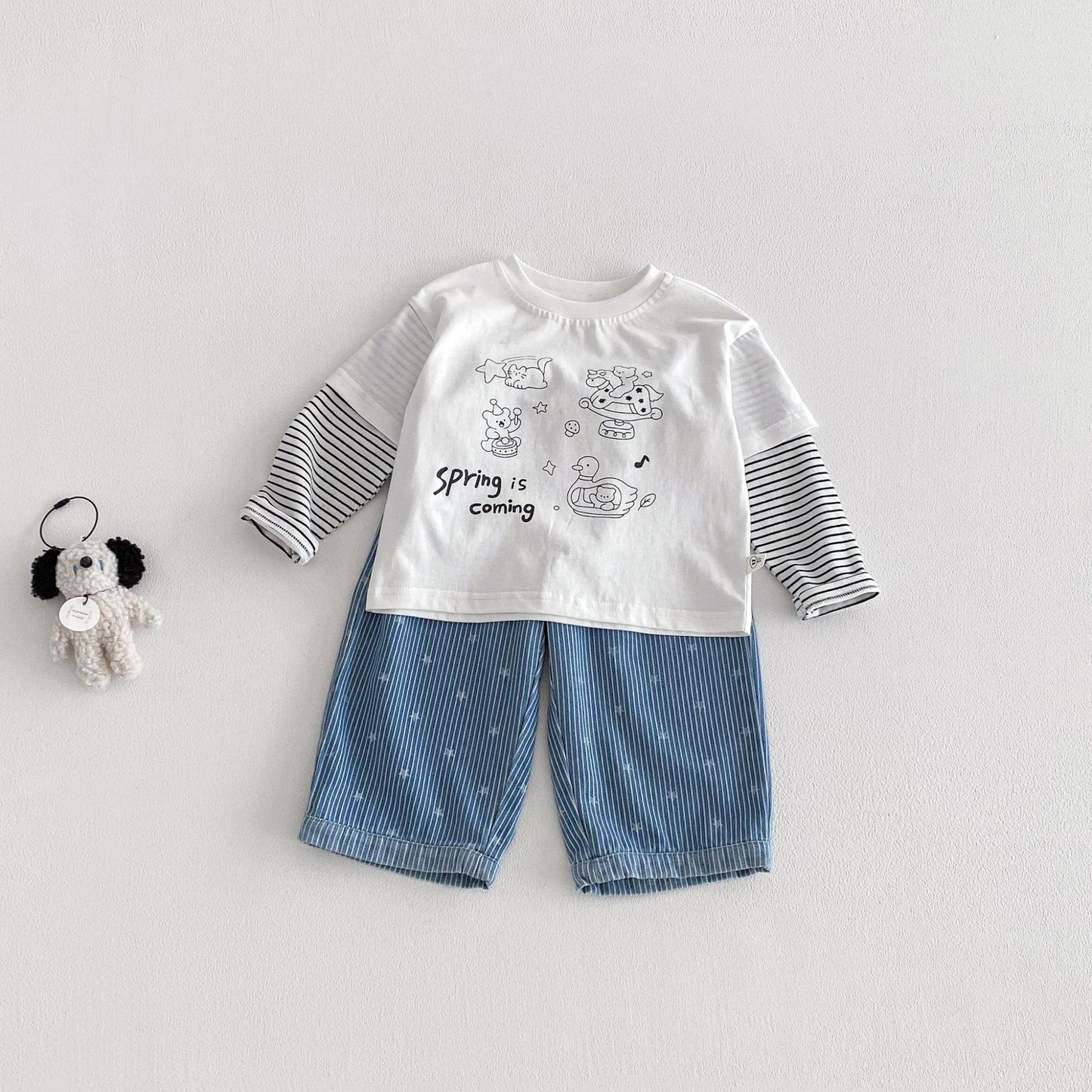 Children's Cartoon Jeans Spring Foreign Style Full Printing Children's Pants