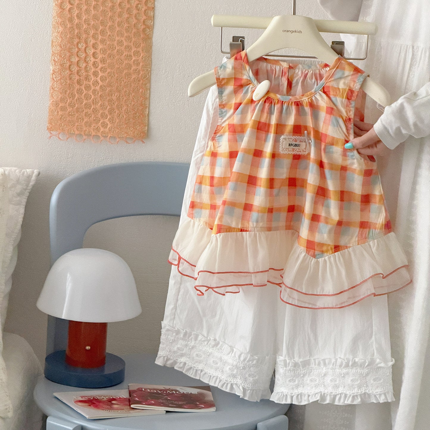 Children's Xie Clothing Summer Korean Loose Full Organza Short Sleeve Lace Children's Suit