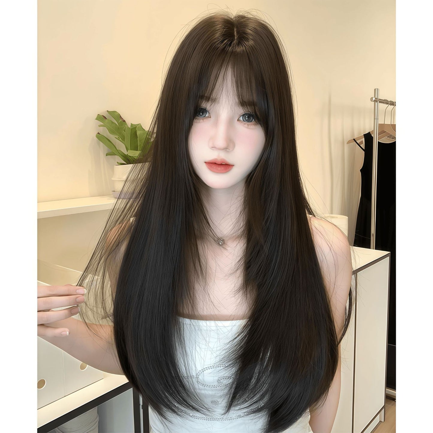 Straight Head Hair Increase Volume Fluffy High Skull Top Casual Wig