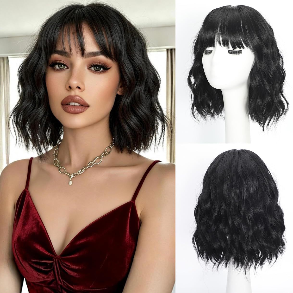 Synthetic Curly Hair Natural Shoulder Long Wig Bangs