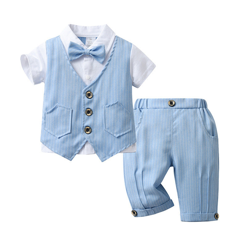 Children's Set Boy Summer Clothing Short Sleeve Gentleman Children's Suit