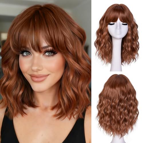 Female Short Wavy Natural Head Synthetic Daily Wig Bangs