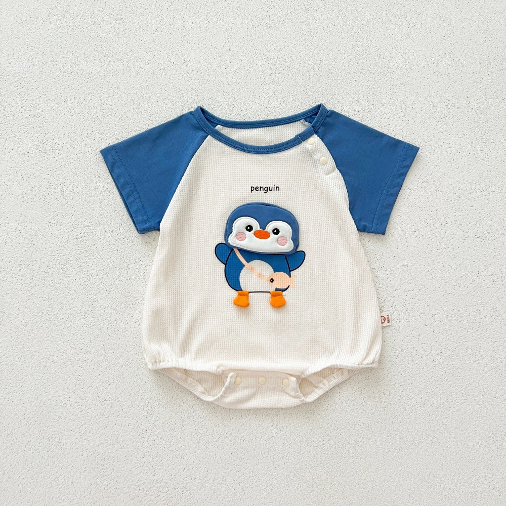 Infant Rompers Summer Penguin Short-sleeved Born Jumpsuit, Climbing Suit