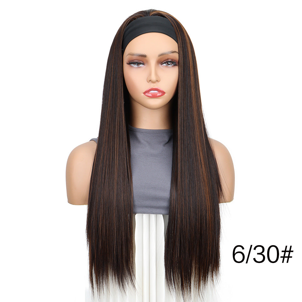 Women's Scarf Black Hair Band Long Straight Other Wig