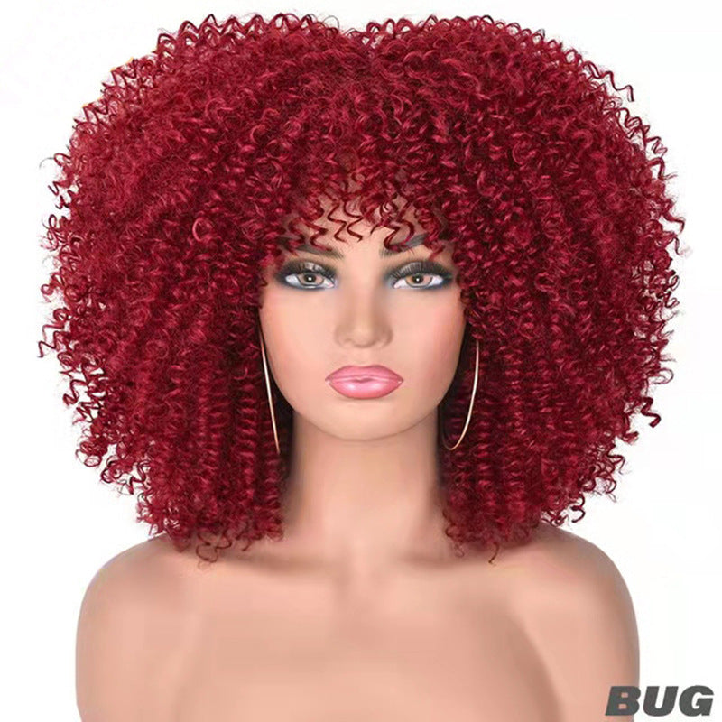 Women's Chemical Fiber African Small Volume Afro Wig Short Curly Hair
