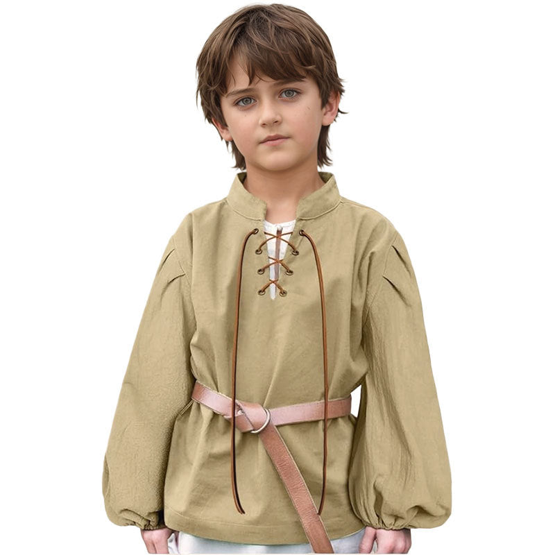 Medieval Stand Collar Shirts Boys Pirate Children's Shirt