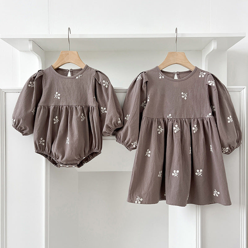 Long Sleeve Rompers Romper Sisters Outfit Children's Dress