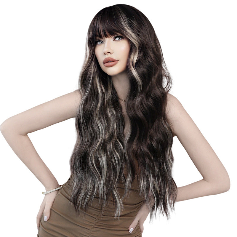 Women's Curly Big Wave Skunk Striped Fashion Christmas Chemical Wig Long Curls