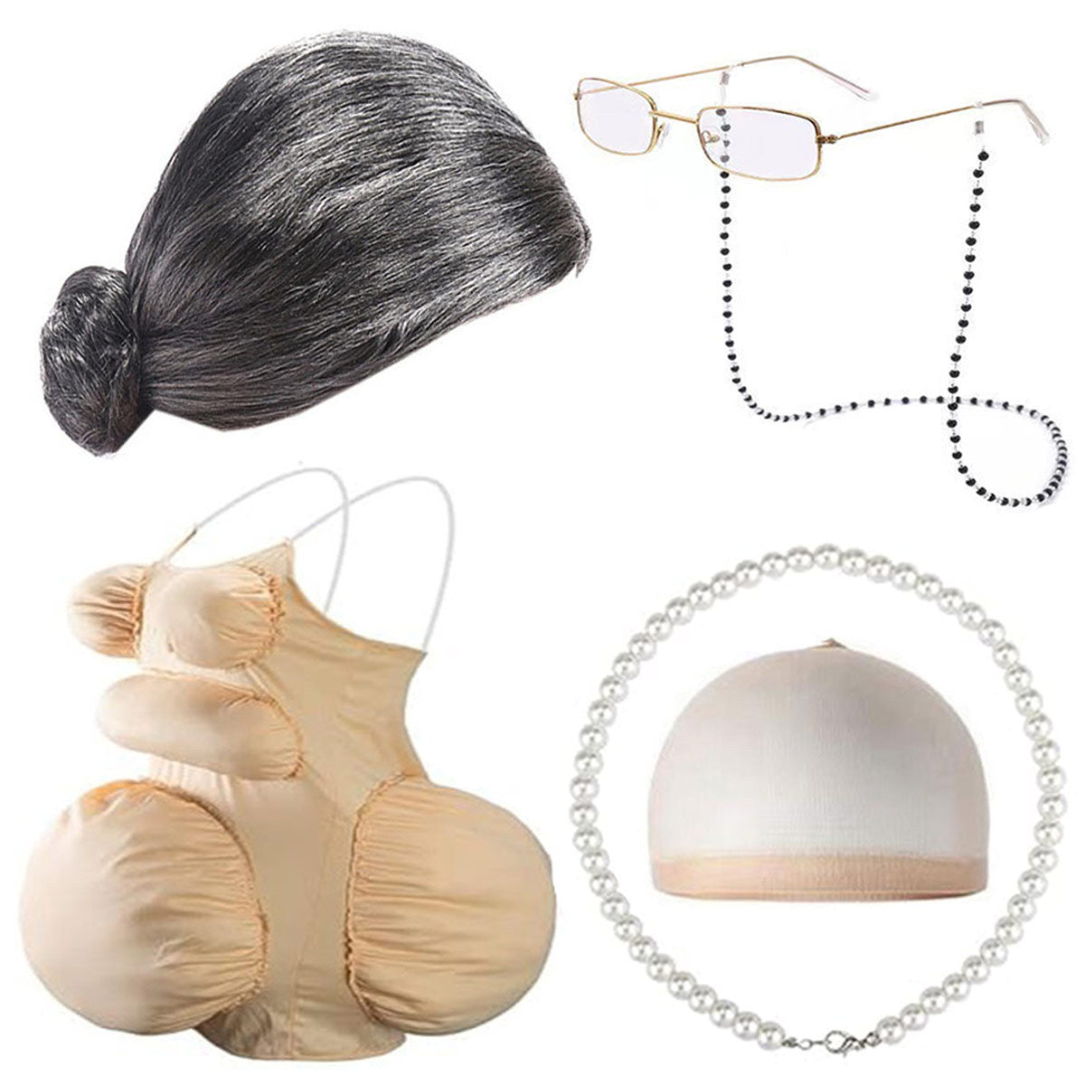 Fake Fat Belly School Day Role Play Dress Cos Wig