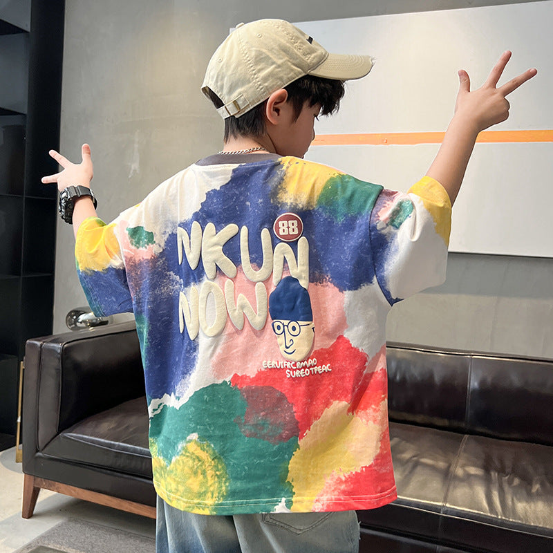Children's Clothing Summer Clothes Cotton Short Sleeve Middle Big Fashion Children's T-shirt