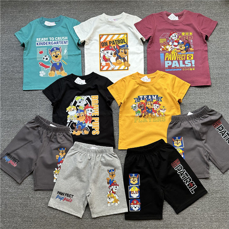Children's Summer Dog Cartoon Short Sleeve Clothing Stretch Children's T-shirt