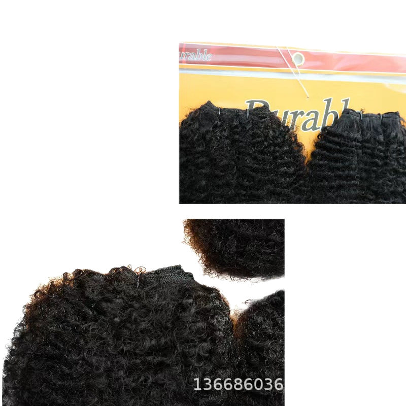 Protein Silk Weft Piece African Long Roll Wig Short Curly Hair