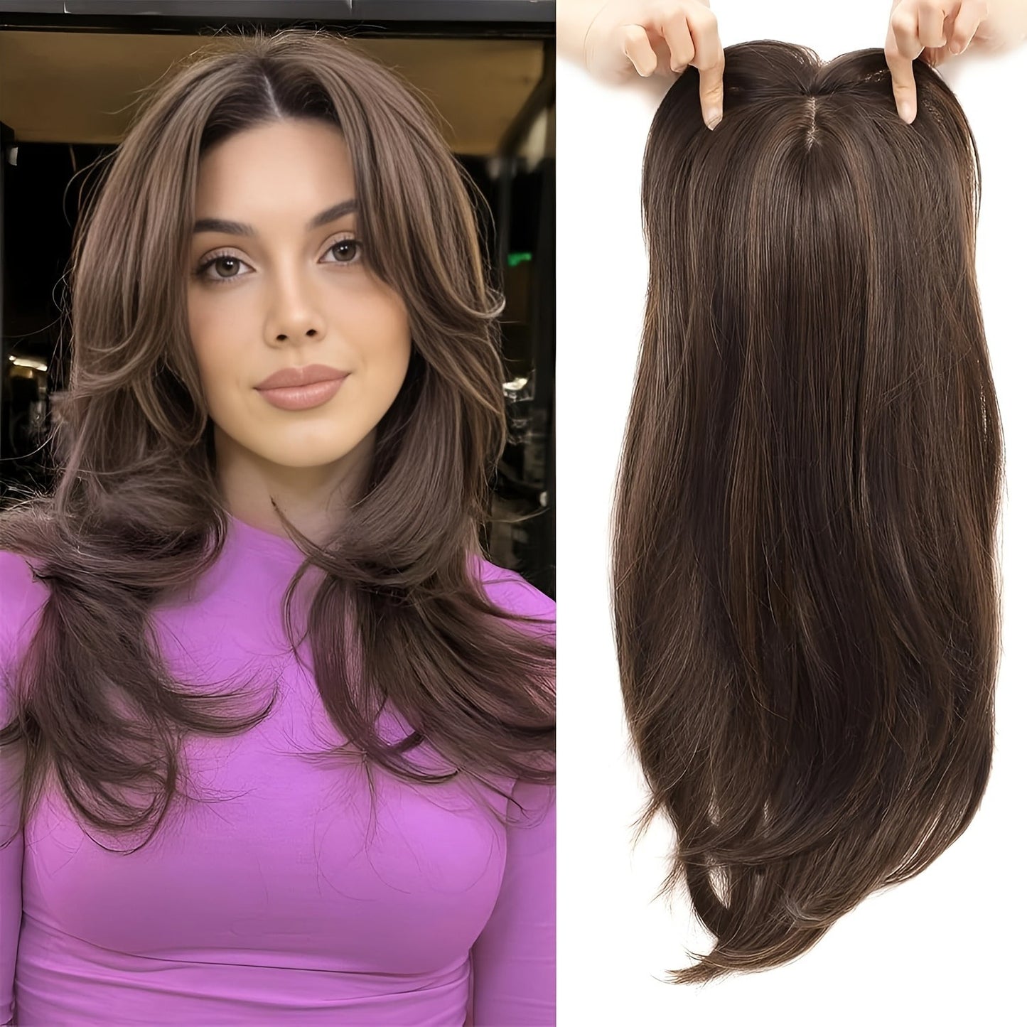 Women's Hairpiece Gradient Color Bangs Chemical Fiber Long Curly Hair Natural Wig
