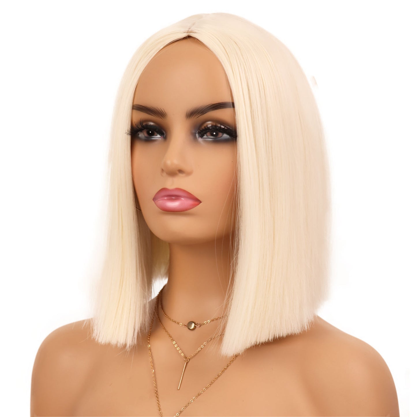 Women's Head Cover Medium Points Without Bangs Wig Short Straight Hair