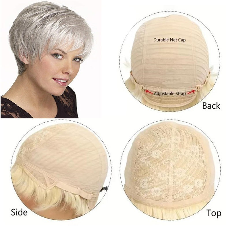 Trendy Human Mechanism Gray Granny Grey Real Hair Wig